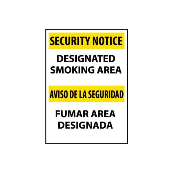 Security Notice Plastic - Designated Smoking Area